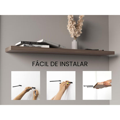 Repisa Flotante Shelf 120, Chocolate, con espacio para colocar objetos decorativos