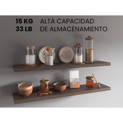 Repisa Flotante Shelf 120, Chocolate, con espacio para colocar objetos decorativos