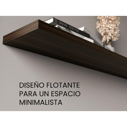 Repisa Flotante Shelf 120, Caoba, con espacio para colocar objetos decorativos