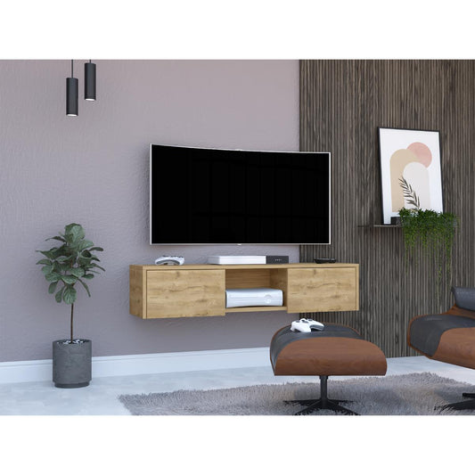 Rack Para Tv Flotante Gleid, Macadamia, con Dos Puertas Abatibles