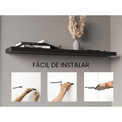 Repisa Flotante Shelf 120, Wengue, con espacio para colocar objetos decorativos
