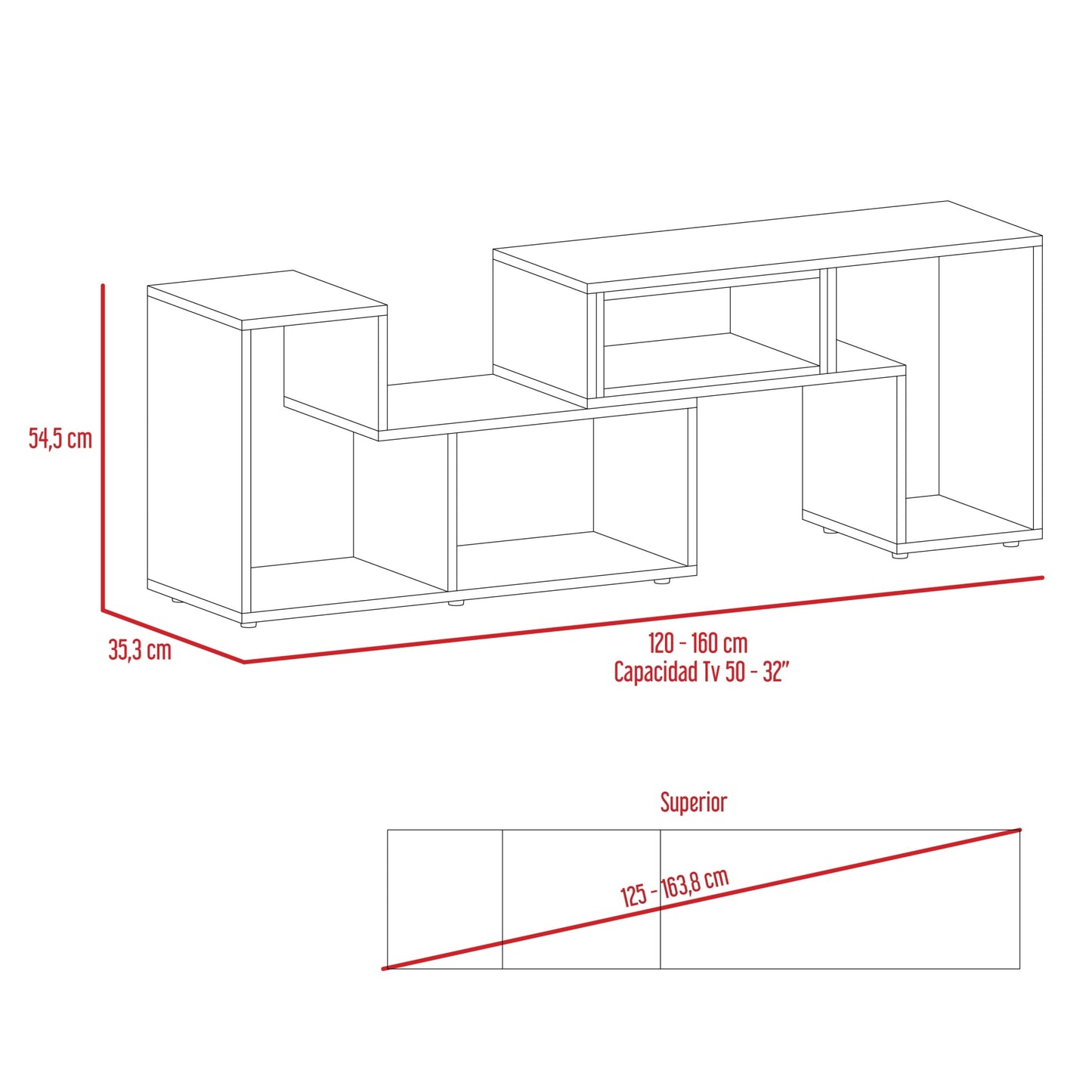 Rack Para Tv Ascher, Wengue, con Espacio Para Televisor de 40 Pulgadas Hc