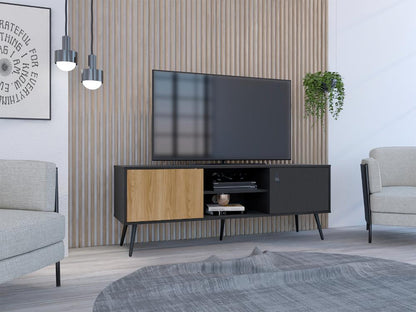 Rack Para Tv Funes Eco 150, Wengue y Macadamia, con espacio para ubicar objetos