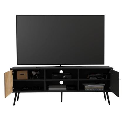 Rack Para Tv Funes Eco 150, Wengue y Macadamia, con espacio para ubicar objetos