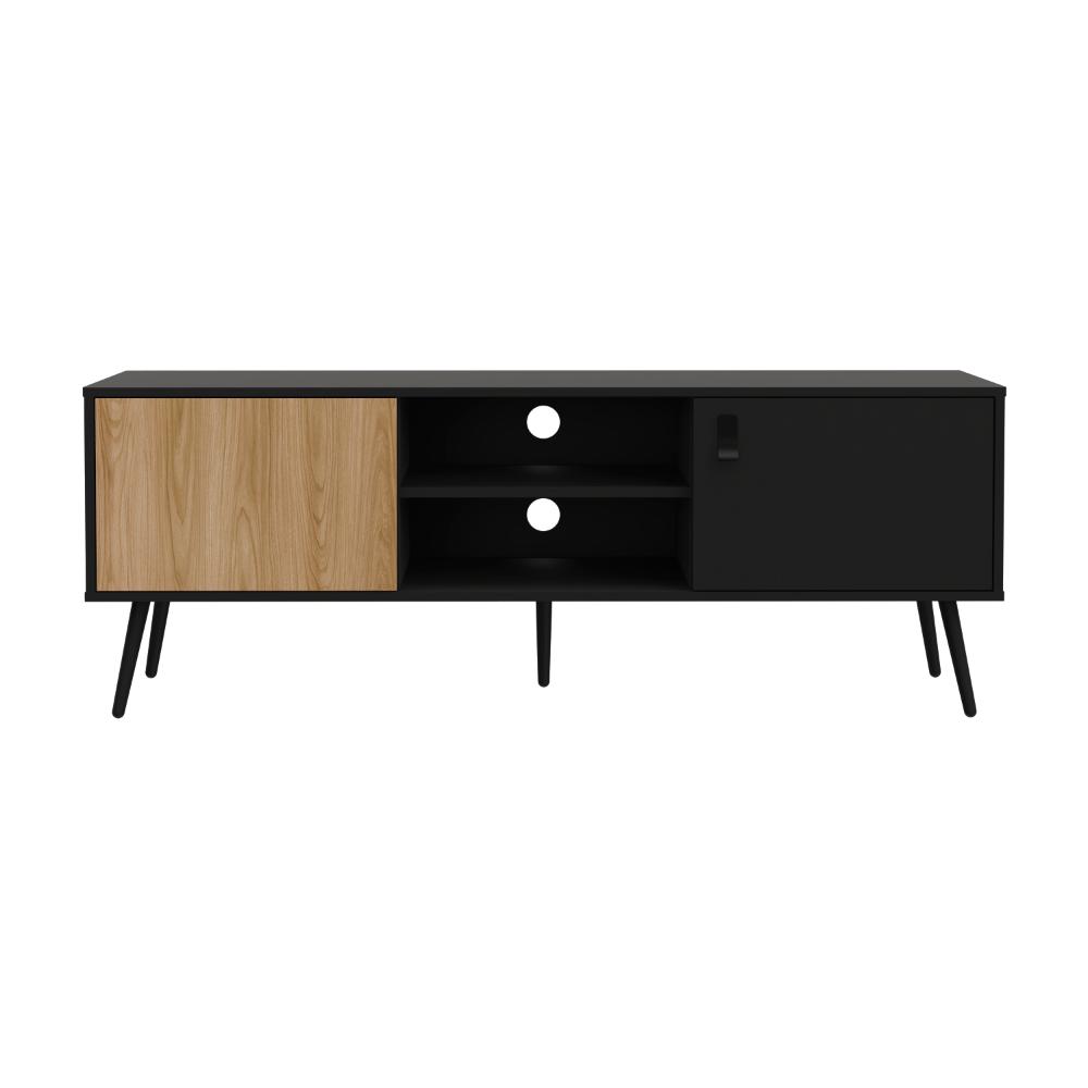Rack Para Tv Funes Eco 150, Wengue y Macadamia, con espacio para ubicar objetos