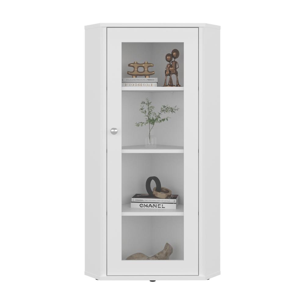 Vitrina Esquinera Genova Una Puerta Vidrio, Blanco