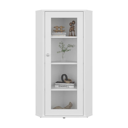 Vitrina Esquinera Genova Una Puerta Vidrio, Blanco