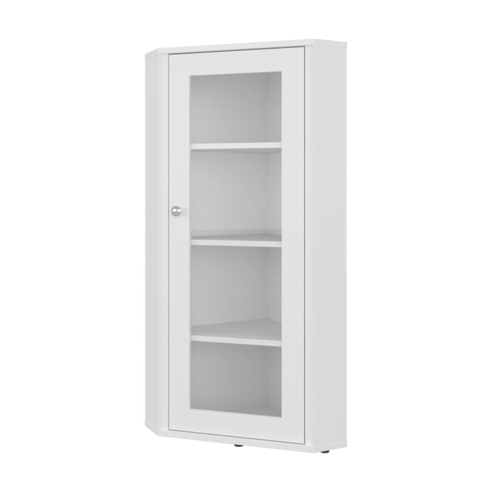 Vitrina Esquinera Genova Una Puerta Vidrio, Blanco