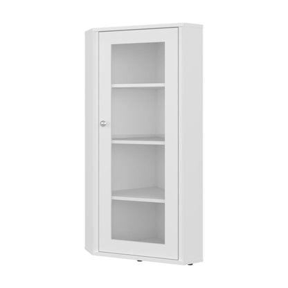 Vitrina Esquinera Genova Una Puerta Vidrio, Blanco