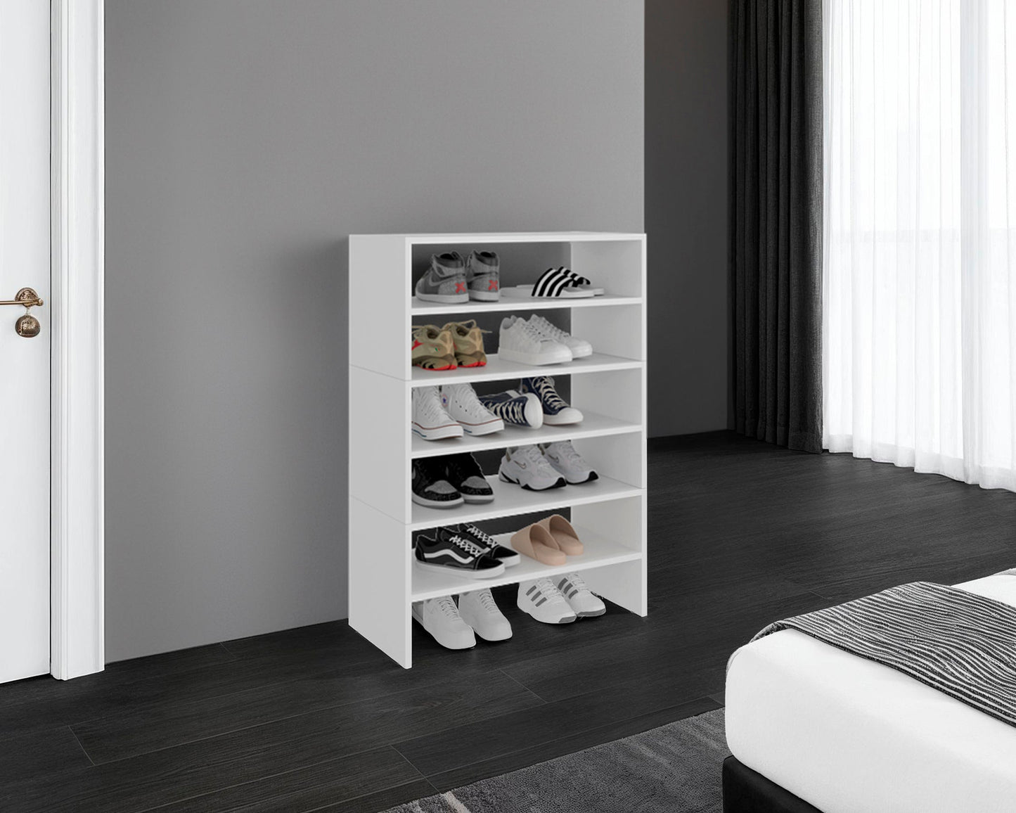 Modulo Zapatero Z-72 Apilable Seis Niveles, Blanco