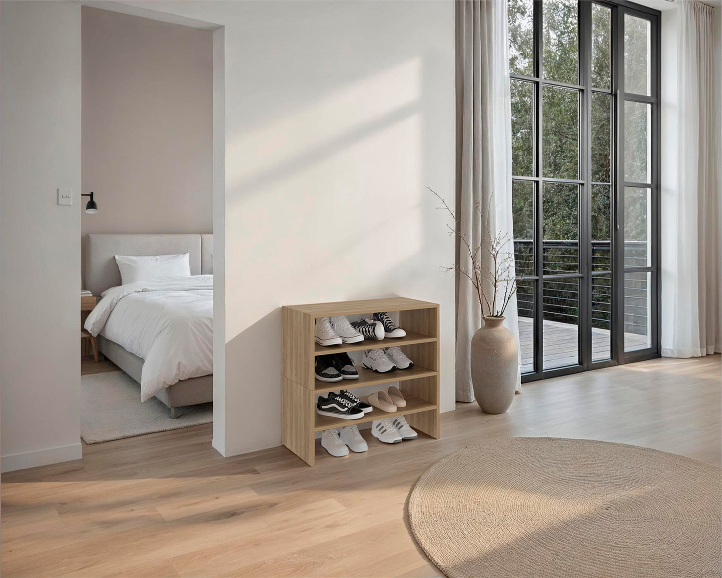 Modulo Zapatero Z-72 Apilable Cuatro Niveles, Fresno