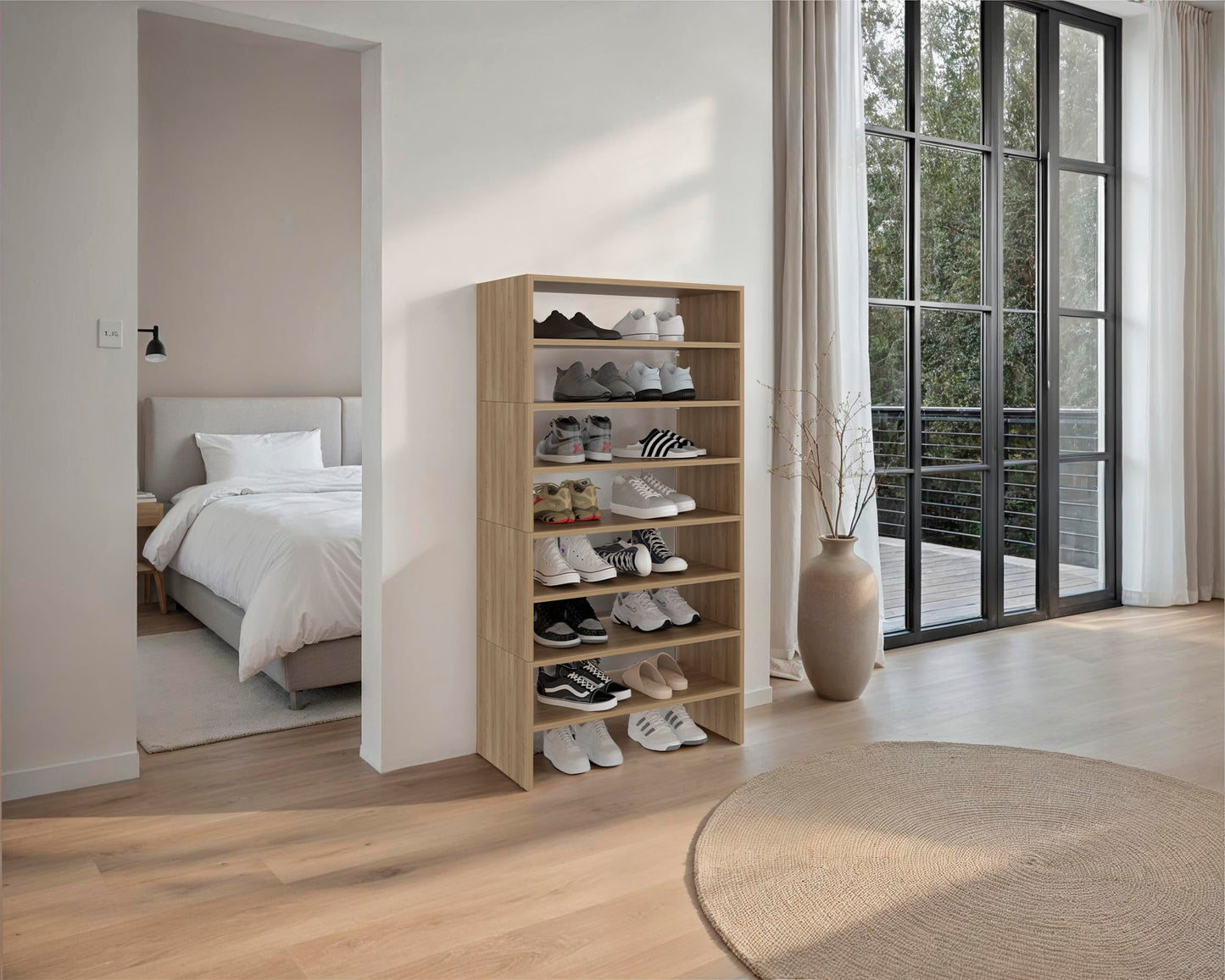 Modulo Zapatero Z-72 Apilable Ocho Niveles, Fresno