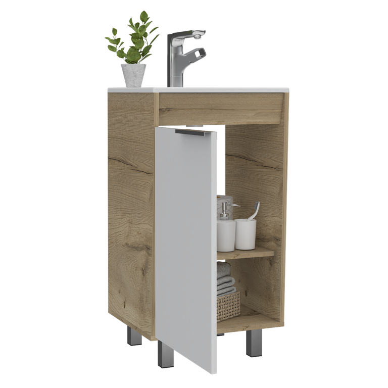 Mueble Lavamanos Carter Color Duna y Blanco Para Baño