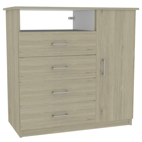 Cómoda Z Color 91 Rovere y Blanco Para Dormitorio