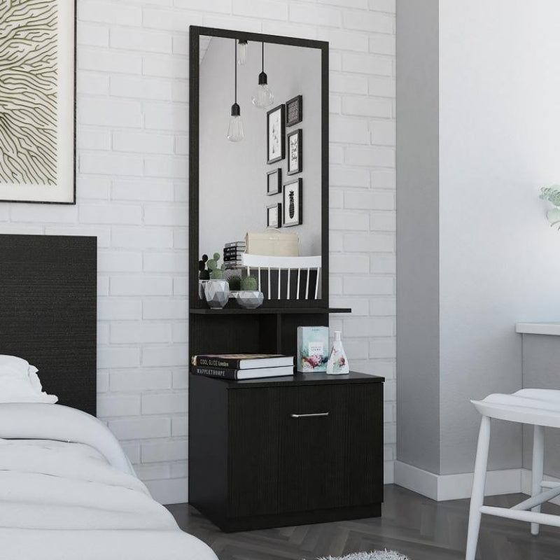 Velador Multifuncional Z Color Wengue Negro Para Dormitorio