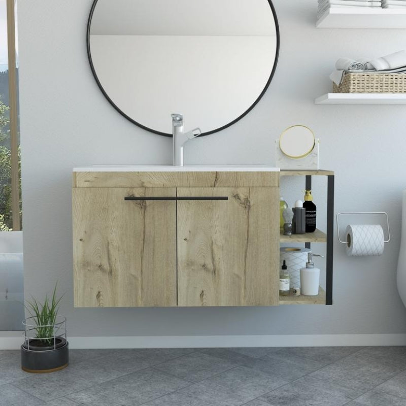 Mueble Lavamanos Flotante Khar Color Duna Para Baño