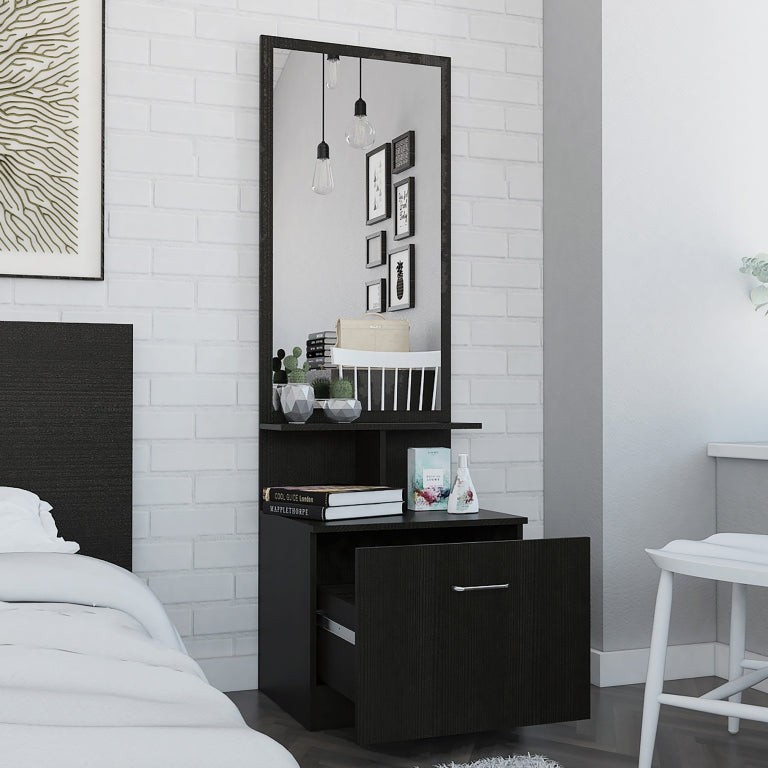 Velador Multifuncional Z Color Wengue Negro Para Dormitorio