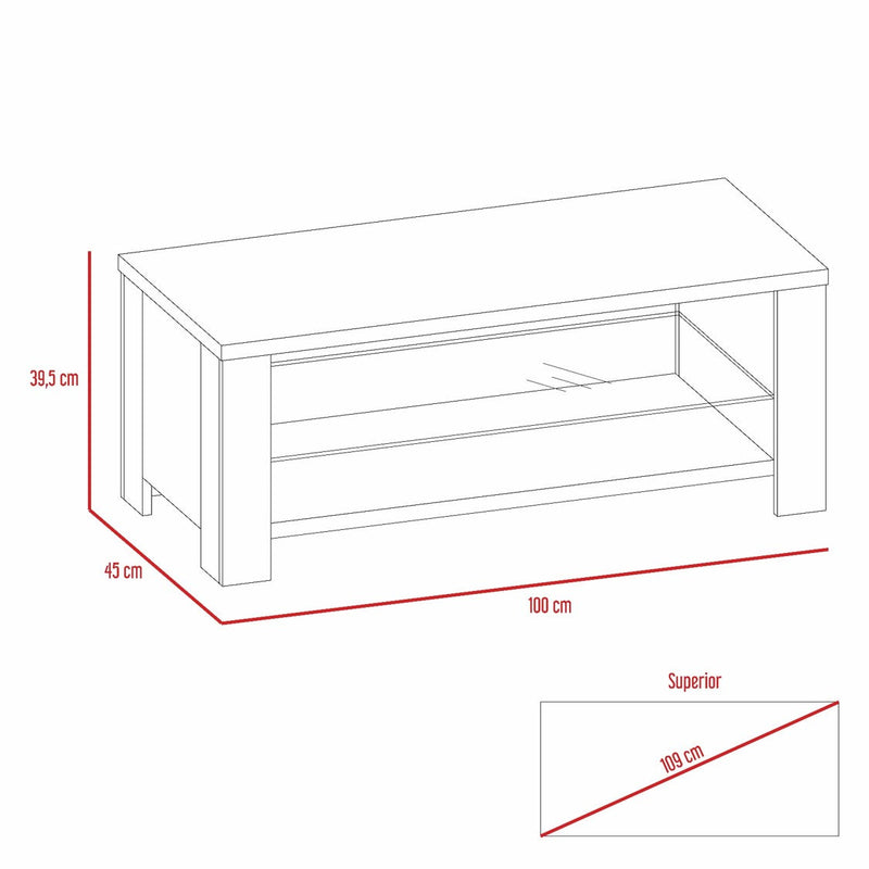 Mesa de Centro Athina Color Habano y Rovere Para Sala De Estar