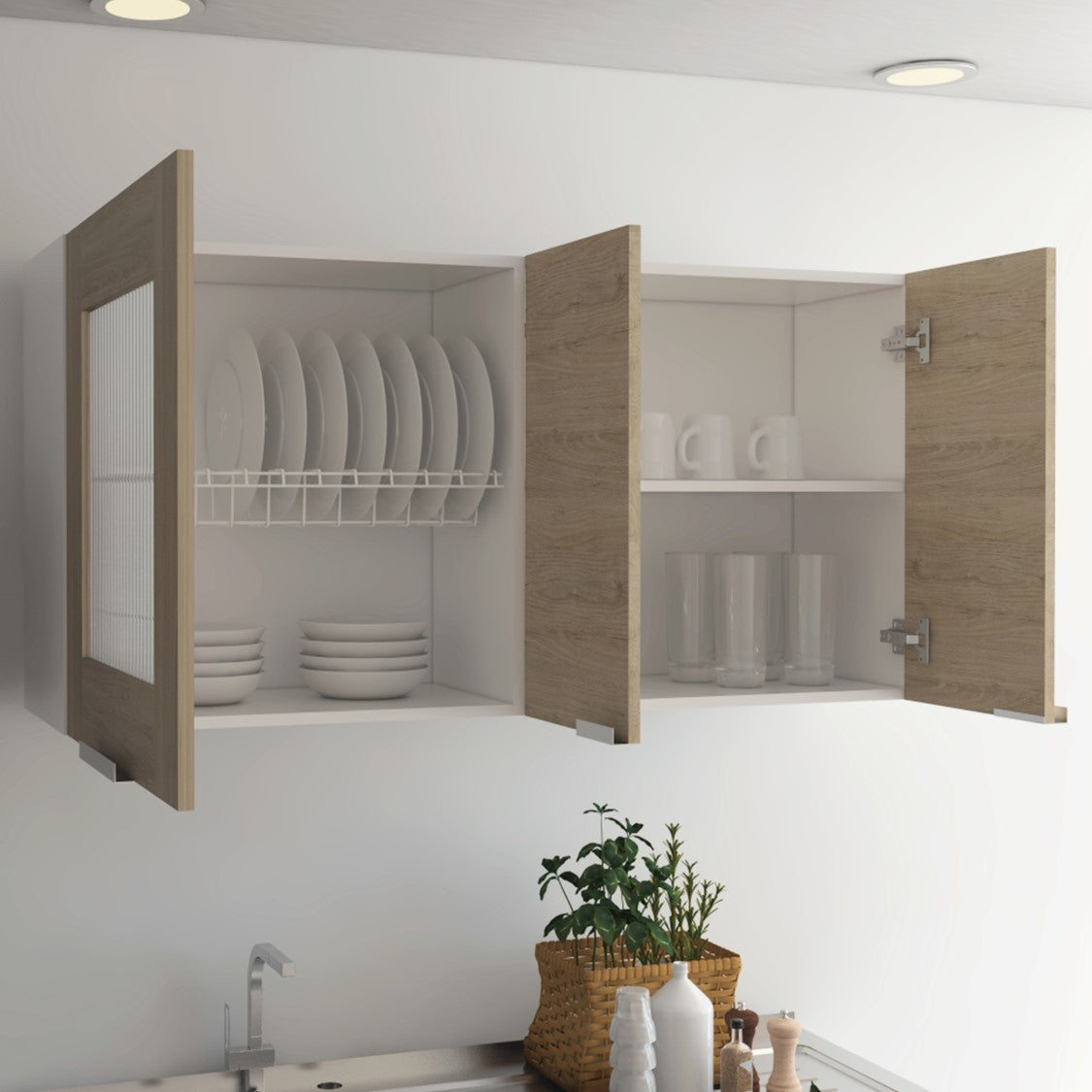 Mueble Superior Fendi Color Rovere y Blanco Para Cocina