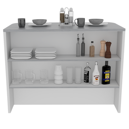 Barra Auxiliar de Cocina Fendi Color Cemento y Blanco Para Cocina