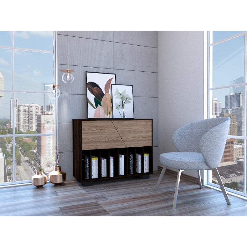 Mueble Funcional Fraktal Color Habano y Miel Para Sala De Estar