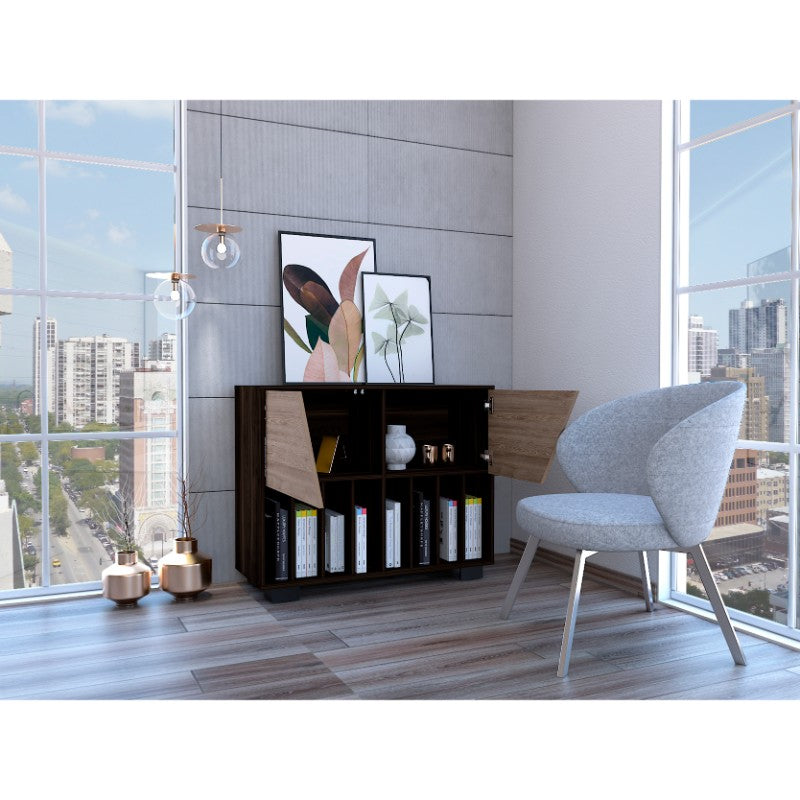 Mueble Funcional Fraktal Color Habano y Miel Para Sala De Estar