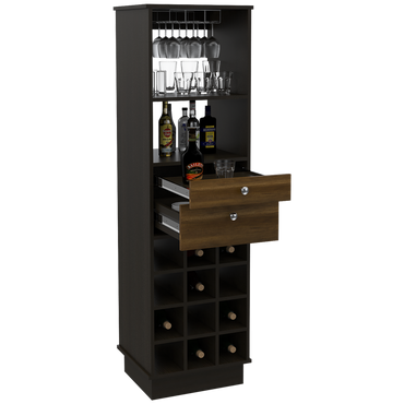 Bar Classic Color Caramelo Wengue y Negro Para Sala De Estar