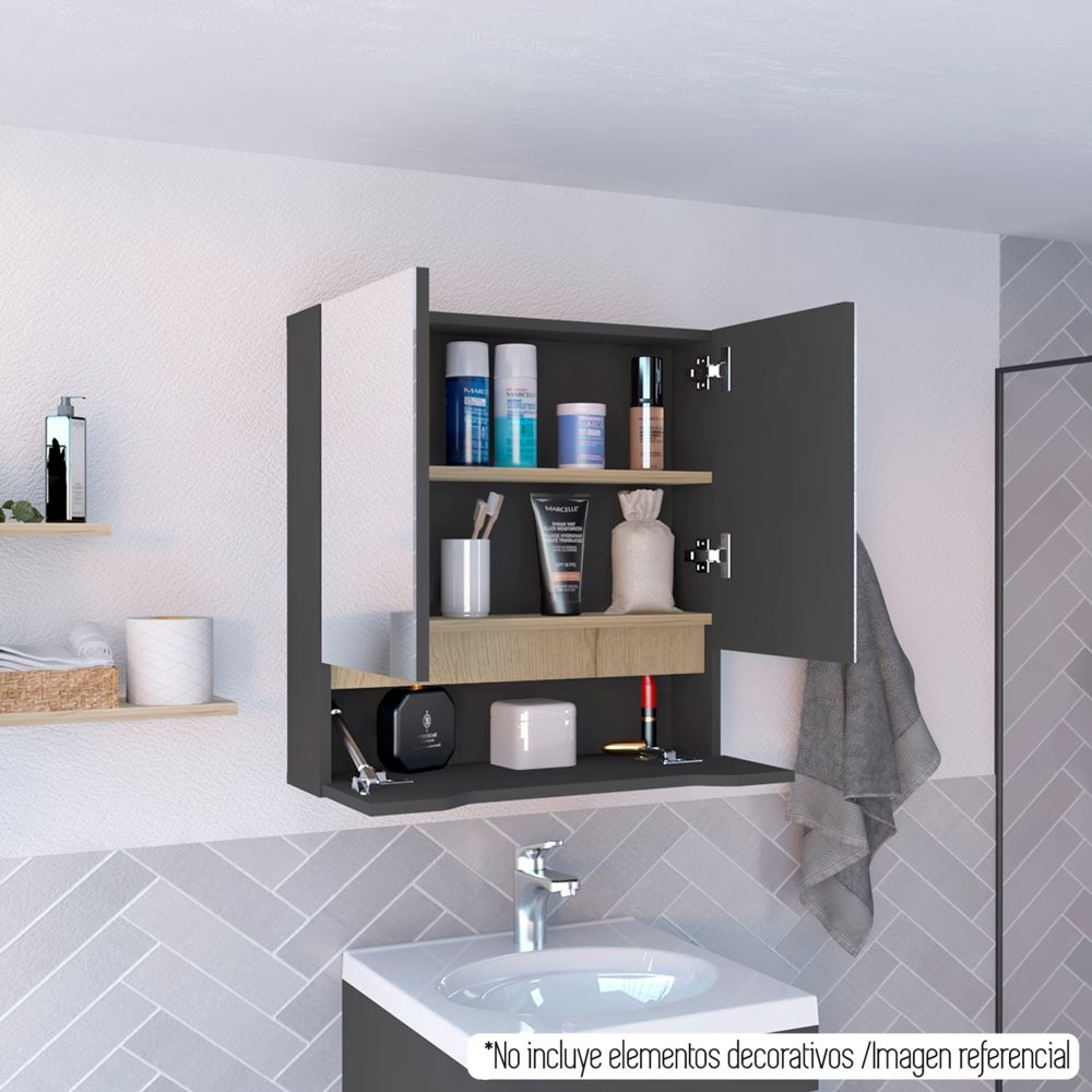 Botiquín de Baño Modelo Laurent Color Plomo y Duna Para Baño