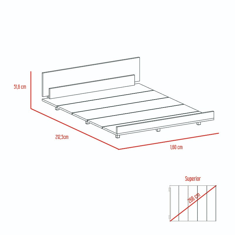 Base Cama Kaia Color Miel y Blanco Para Dormitorio