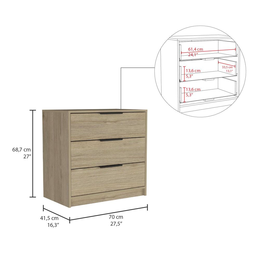 Cómoda Kaia Color Rovere y Blanco Marqueza Para Dormitorio