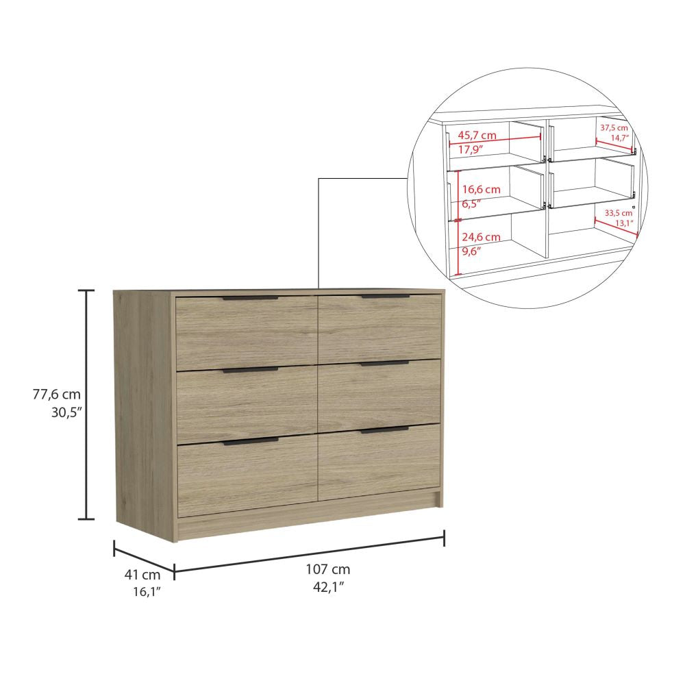 Cómoda Kaia Color Rovere y Blanco Marqueza Para Dormitorio