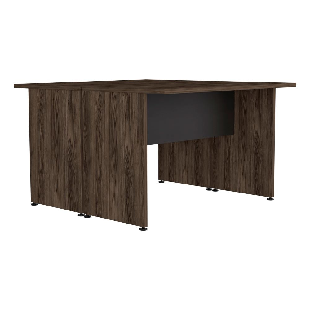 Mesa Escritorio Doble Home Office Color Negro Soft y Coñac Para Oficina