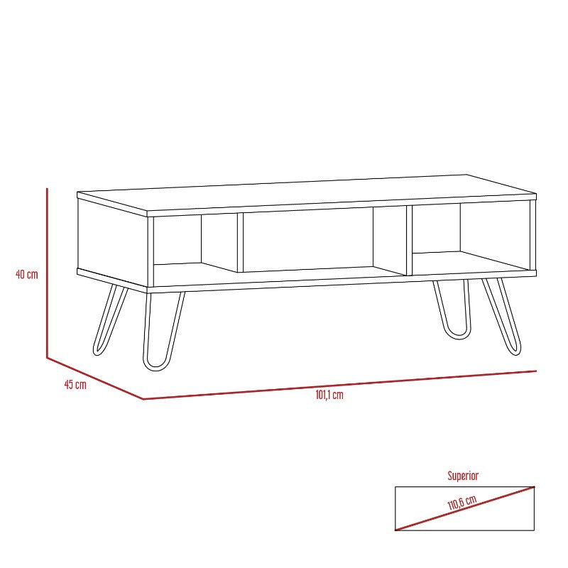 Mesa de Centro Vassel Color Habano y Blanco Para Sala De Estar