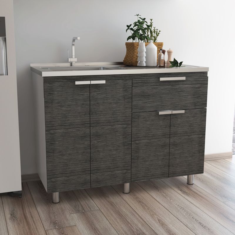 Mueble Inferior Fendi Color Roble Gris y Blanco Para Cocina