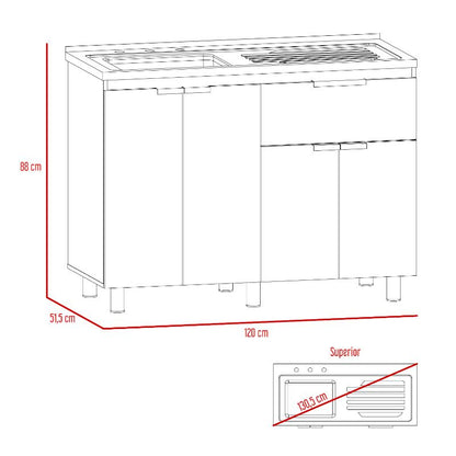 Mueble Inferior Fendi Color Roble Gris y Blanco Para Cocina