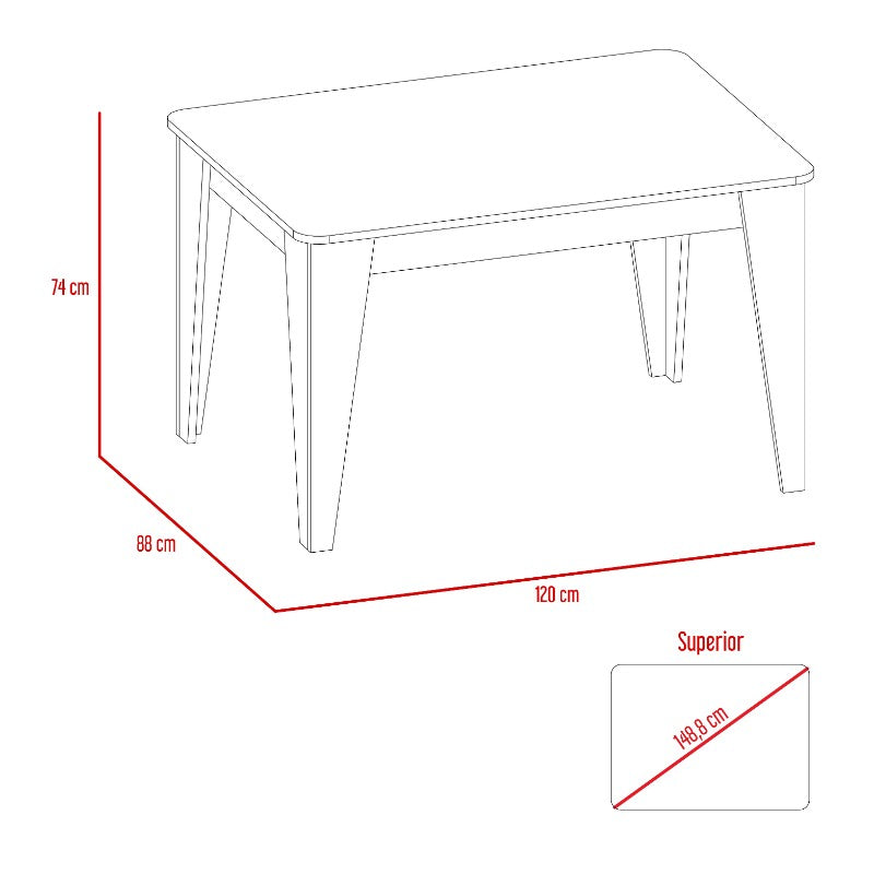 Mesa de Comedor Torino Color Habano Para Sala De Estar