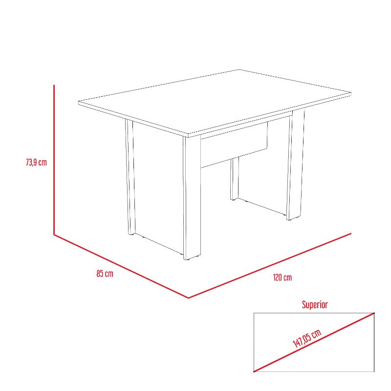 Mesa de Comedor Classic Color Habano Para Sala De Estar