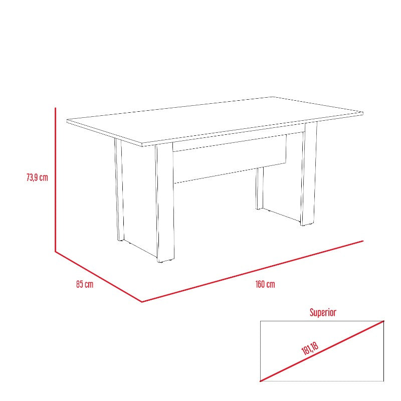 Mesa de Comedor Classic Color Habano Para Sala De Estar