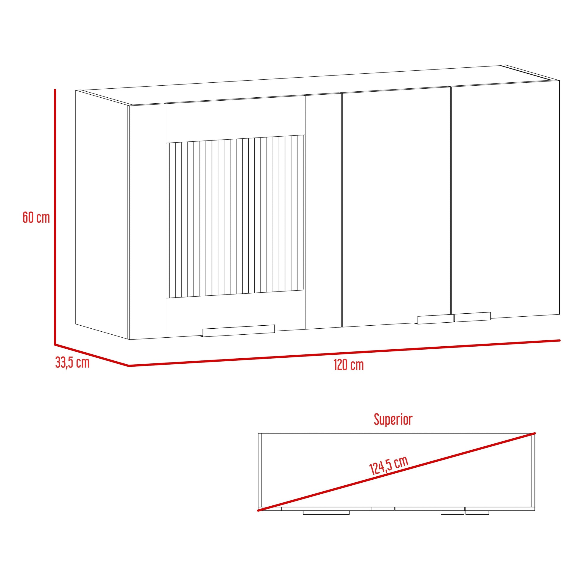 Mueble Superior Fendi Color Roble Gris y Blanco Para Cocina