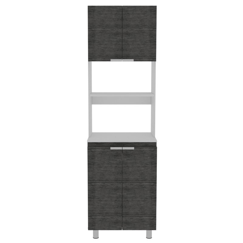 Mueble Microondas Fendi Color Roble Gris y Blanco Para Cocina