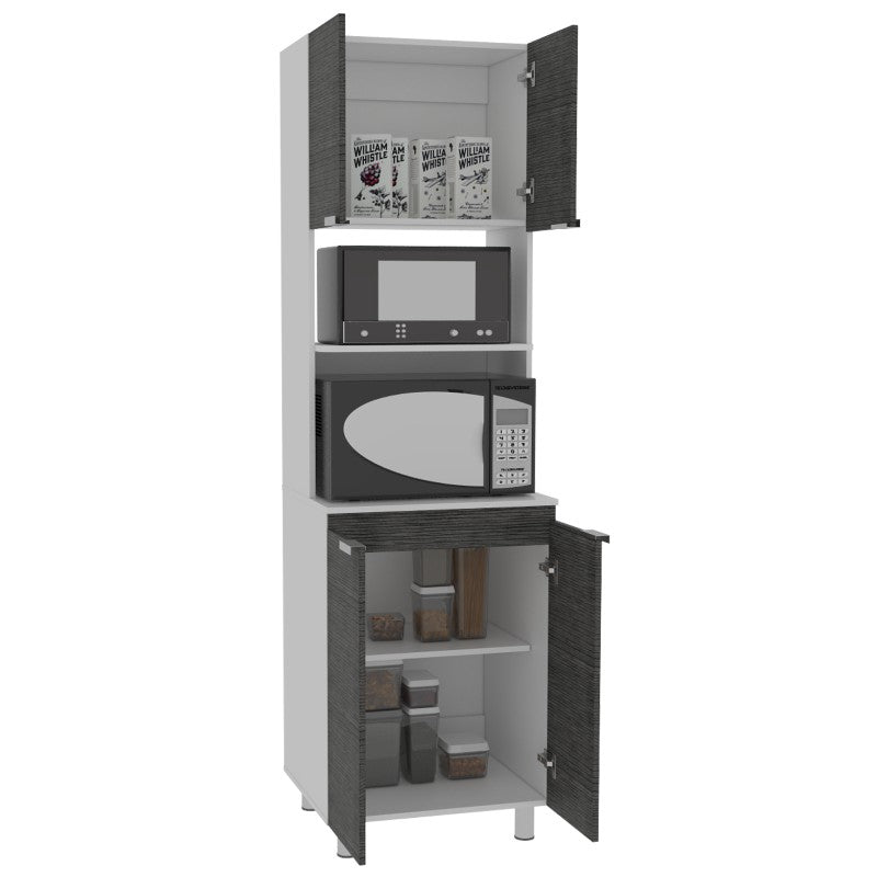 Mueble Microondas Fendi Color Roble Gris y Blanco Para Cocina