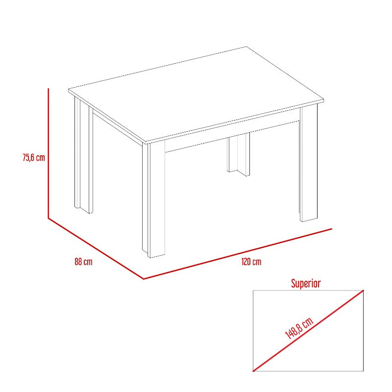 Mesa de Comedor Portofino Color Rovere Para Sala De Estar