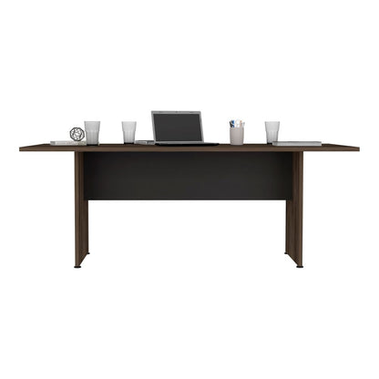 Mesa de Reunión Home Office Color Negro Soft y Coñac Para Oficina