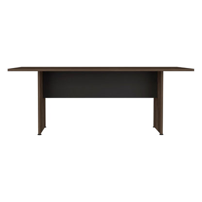 Mesa de Reunión Home Office Color Negro Soft y Coñac Para Oficina