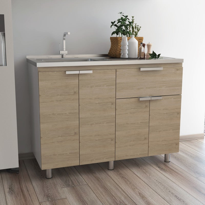 Mueble Inferior Fendi Color Rovere y Blanco Para Cocina