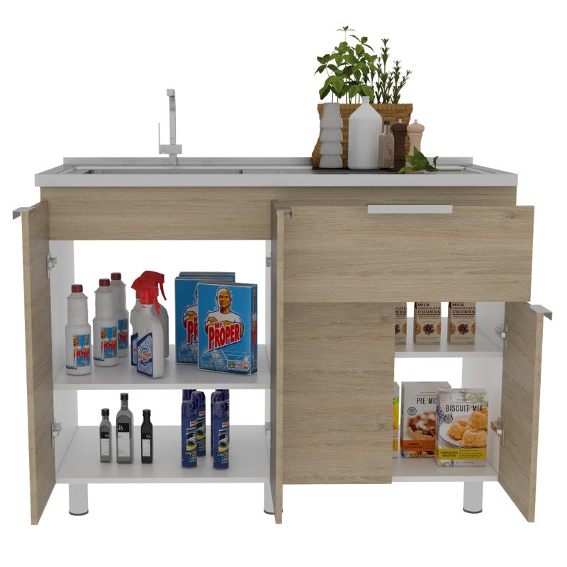 Mueble Inferior Fendi Color Rovere y Blanco Para Cocina