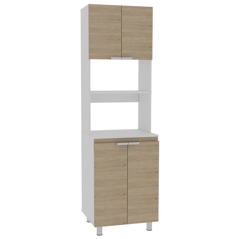 Mueble Microondas Fendi Color Rovere y Blanco Para Cocina