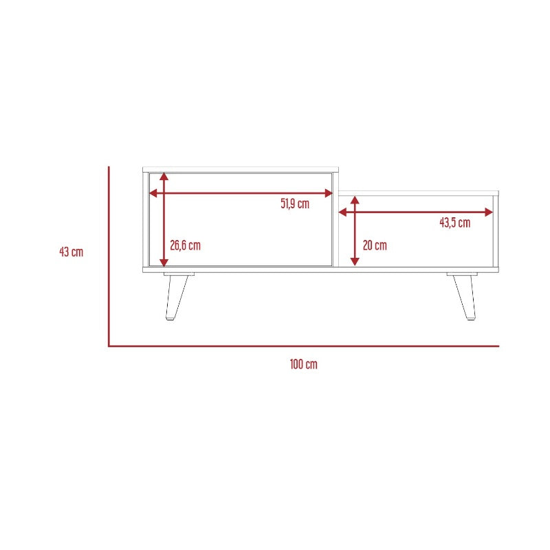 Mesa de Centro Bora Color Rovere y Blanco Para Sala De Estar