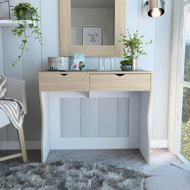 Mueble de Tocador Perla Color Rovere y Blanco Para Dormitorio