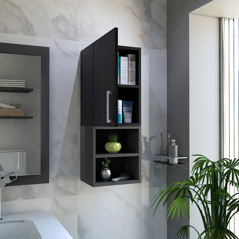 Mueble Auxiliar Madrid Color Wengue y Plomo Para Baño